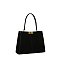 Faux Suede Twist Lock Top Handle Satchel