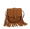 Belted Flap Fringe Crossbody Bag