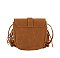 Belted Flap Fringe Crossbody Bag