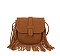 Belted Flap Fringe Crossbody Bag