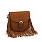 Belted Flap Fringe Crossbody Bag