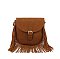 Belted Flap Fringe Crossbody Bag