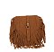 Belted Fringe Flap Crossbody Bag