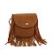 Twist Lock Flap Fringe Crossbody Bag