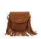 Twist Lock Flap Fringe Crossbody Bag