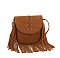Whipstitch Flap Fringe Crossbody Bag