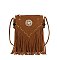 Concho Rhinestone Flower Fringe Crossbody Bag