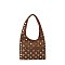 Studded Faux Suede Shoulder Bag