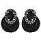 LOVELY FASHION OVAL GEM WITH RHINESTONE EDGE POST EARRINGS