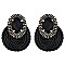 LOVELY FASHION OVAL GEM WITH RHINESTONE EDGE POST EARRINGS