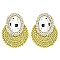 LOVELY FASHION OVAL GEM WITH RHINESTONE EDGE POST EARRINGS