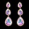 FASHIONABLE 3 TEAR RHINESTONE EARRING W/ GEMS SLEY8168