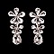 FASHIONABLE 2 DAISY RHINESTONE EARRING W/ GEM ON BOTTOM SLEY8169