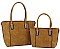 2IN1 TRENDY PLAIN DESIGN TOTE WITH MATCHING BAG SET