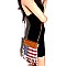 Vintage American Flag Print Rhinestone Western Fringed Cross Body MH-F00441