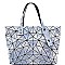 F009-LP Vintage Denim Geometry Patchwork Tote