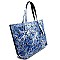 F009-LP Vintage Denim Geometry Patchwork Tote