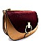 F0141-LP Faux-fur Flap Ring Accent Cross Body