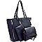 Expandable Zipper Accent 3 in 1 Tote Value SET MH-F0268