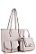 3IN1 FASHION STYLISH SMOOTH PU LEATHER SHOPPER SET WITH LONG STRAP  JYFC-19183-SET