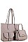 3IN1 FASHION STYLISH SMOOTH PU LEATHER SHOPPER SET WITH LONG STRAP  JYFC-19183-SET