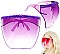 Large BUBBLE OMBRE FACE Shield Gradient Sunglasses with RHINESTONES