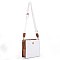 Hardware Emblem Two-Tone Structured Crossbody Bag