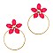Fashionable Glass Bead Flower Open-cut Round Hoop Earrings MH-FE3478