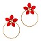 Fashionable Glass Bead Flower Open-cut Round Hoop Earrings MH-FE3478