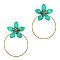 Fashionable Glass Bead Flower Open-cut Round Hoop Earrings MH-FE3478