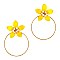 Fashionable Glass Bead Flower Open-cut Round Hoop Earrings MH-FE3478