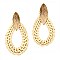 BRUSHED METAL WOVEN STRAW TEARDROP EARRINGS