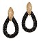 BRUSHED METAL WOVEN STRAW TEARDROP EARRINGS