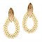 BRUSHED METAL WOVEN STRAW TEARDROP EARRINGS
