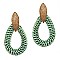BRUSHED METAL WOVEN STRAW TEARDROP EARRINGS