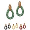 BRUSHED METAL WOVEN STRAW TEARDROP EARRINGS
