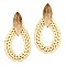 Woven Straw Open-cut Brushed Metal Teardrop Earring MH-FE3575