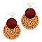 Chic Wood Accent Round Straw Earring MH-FE3665