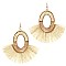 Straw and Acrylic Open-cut Round Thread Tassel Earring