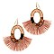 Straw and Acrylic Open-cut Round Thread Tassel Earring