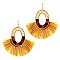 Straw and Acrylic Open-cut Round Thread Tassel Earring