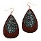 Fashionable Metal Filigree Layer Wooden Teardrop Earring MH-FE3769