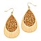 Fashionable Metal Filigree Layer Wooden Teardrop Earring MH-FE3769