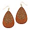 Fashionable Metal Filigree Layer Wooden Teardrop Earring MH-FE3769