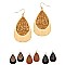 Fashionable Metal Filigree Layer Wooden Teardrop Earring MH-FE3769