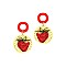 Strawberry Print Straw Acrylic Post Novelty Earring Red