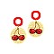 Acrylic Cherry Print Straw Post Novelty Earring