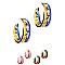 Striped Multicolored Retro Funky Clear Acrylic Open-cut Hoop Earring