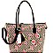 Flower Print Monogram Bow Accent Twin Tote SET MH-FL7002