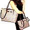 Flower Print Monogram Bow Accent Twin Tote SET MH-FL7002